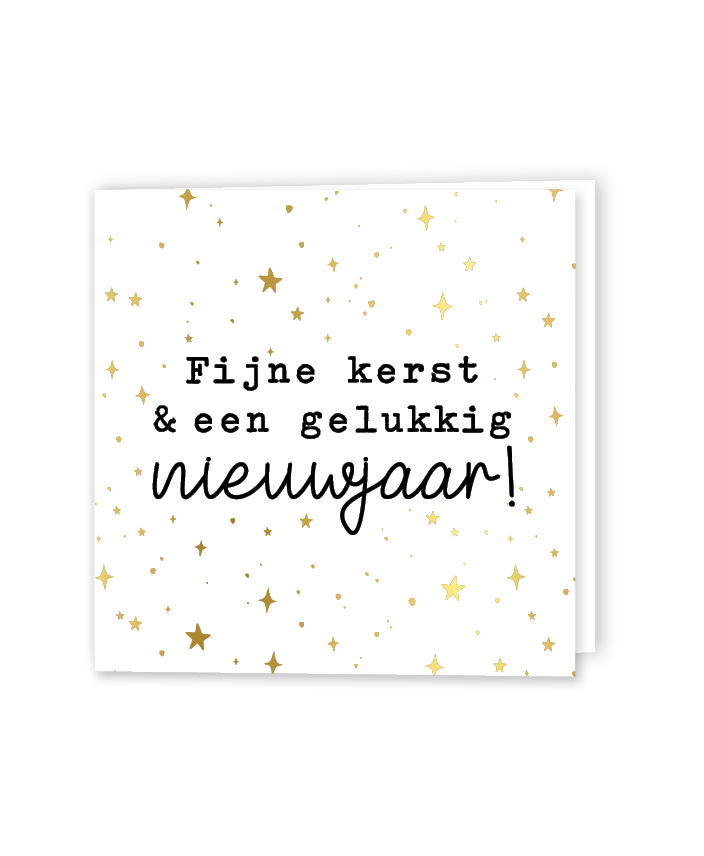 Wenskaart 12x12 cm | Fijne Kerst & Gelukkig Nieuwjaar Wit