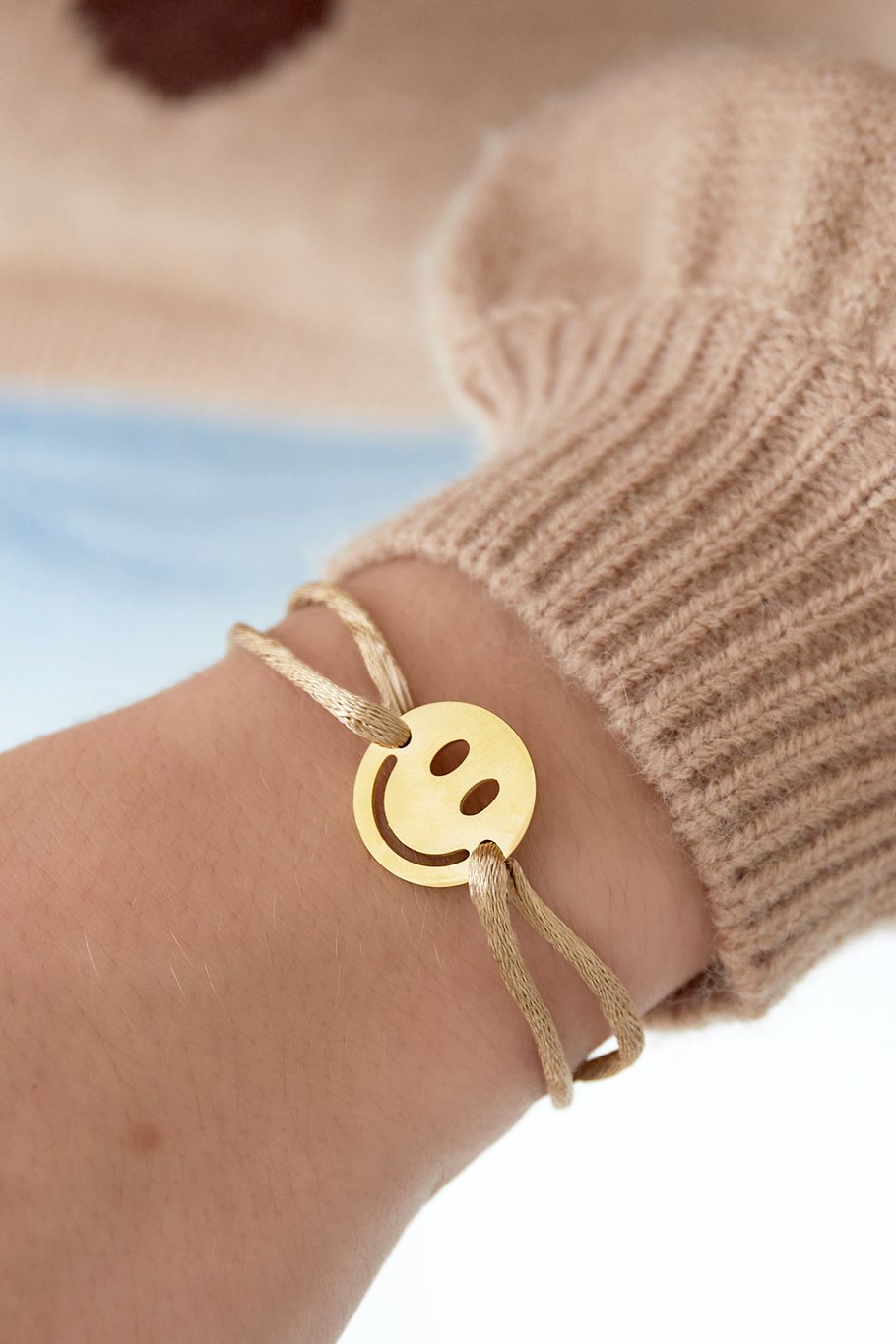 SATIN SMILEY BRACELET CHOCO