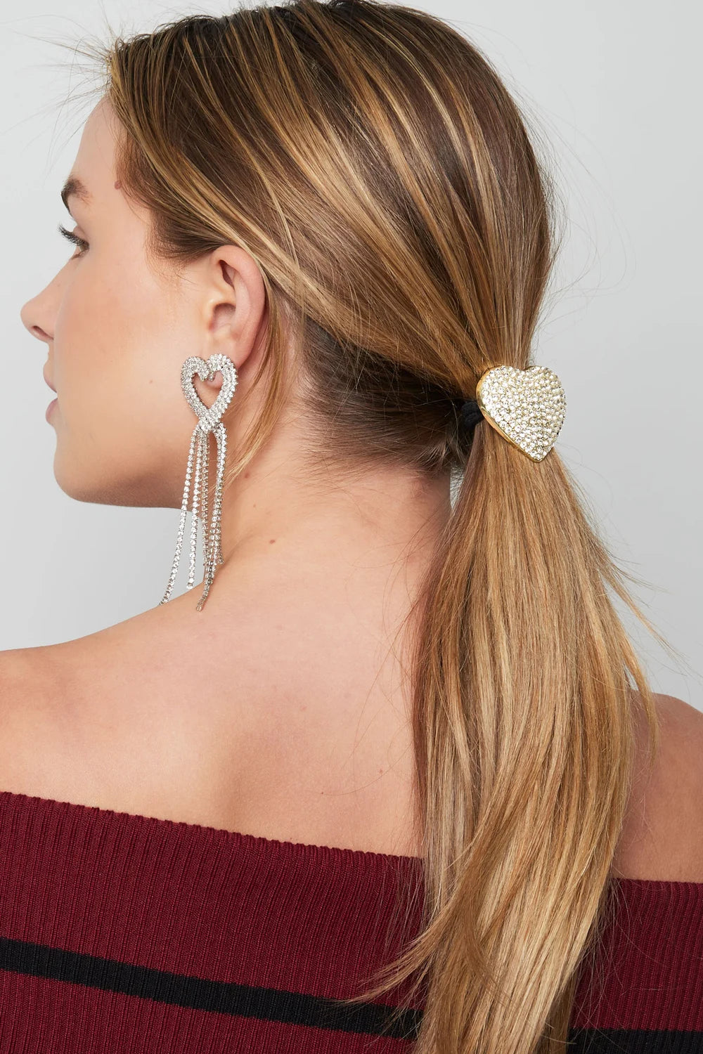 Strassy Heart Hair Tie Gold