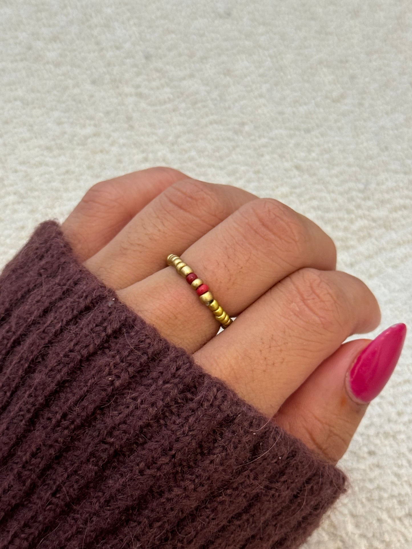 Matte Burgundy Mix Miyuki Ring
