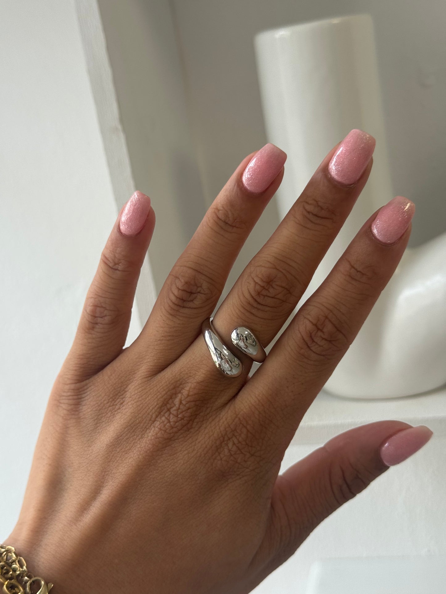 Twin Drop Ring Silver