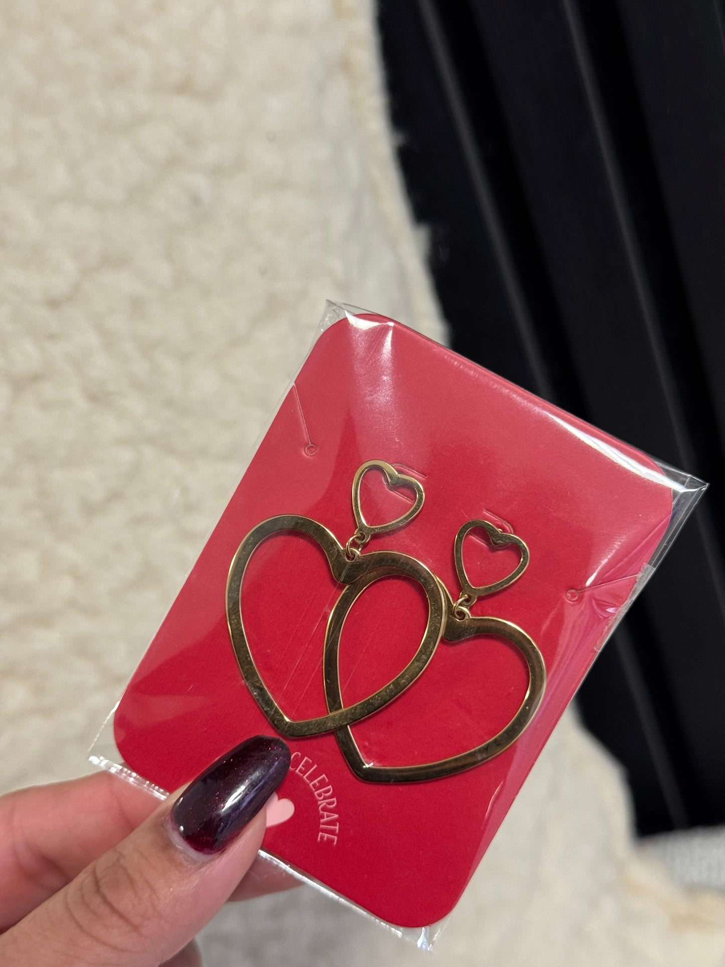 DOUBLE HEART EARSTUDS GOLD