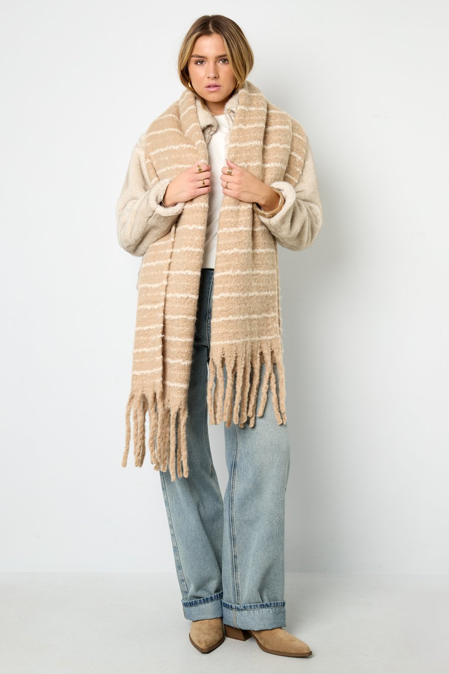 Stripe Scarf Khaki