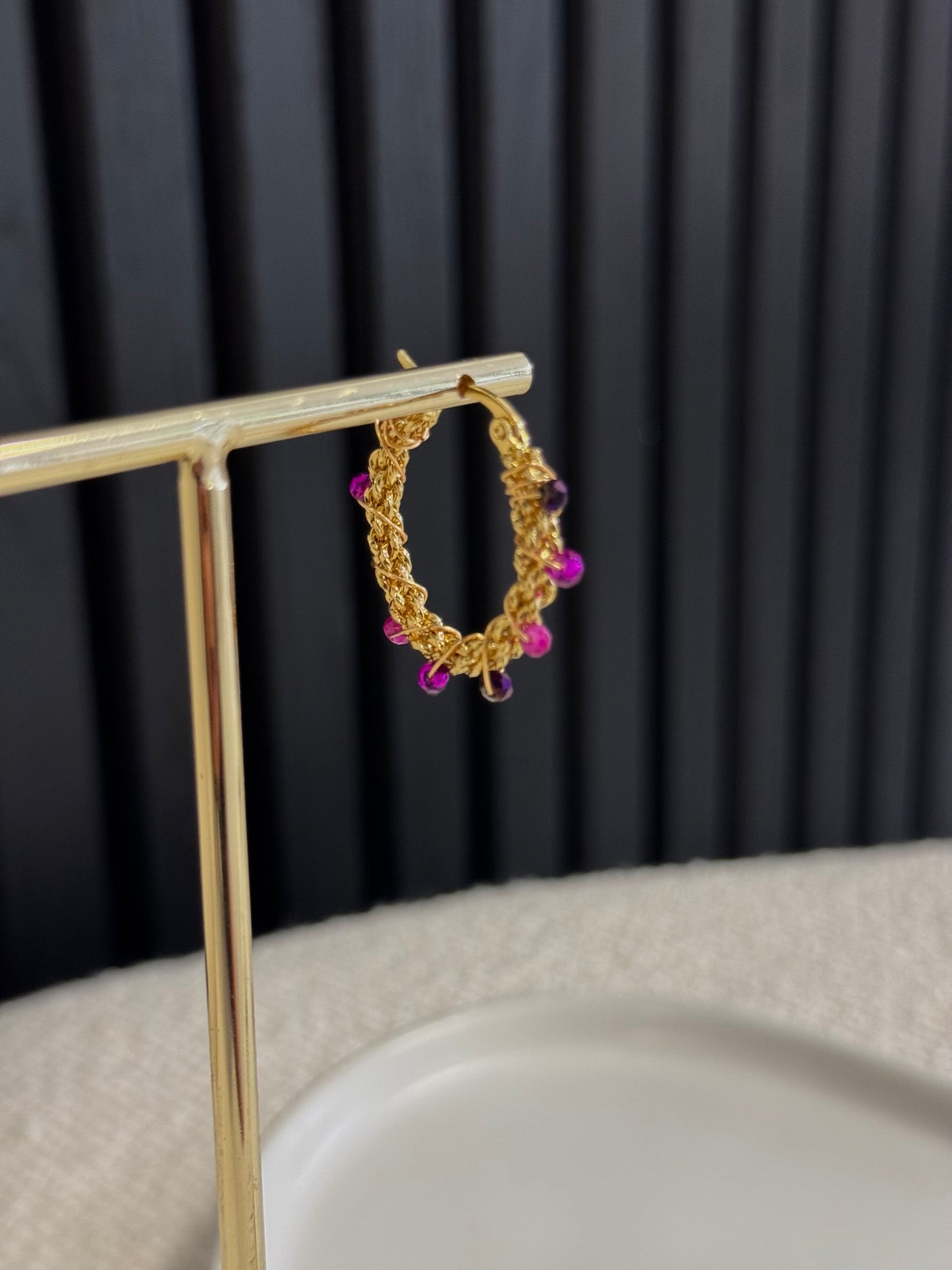 BEAD EARRINGS PURPLE