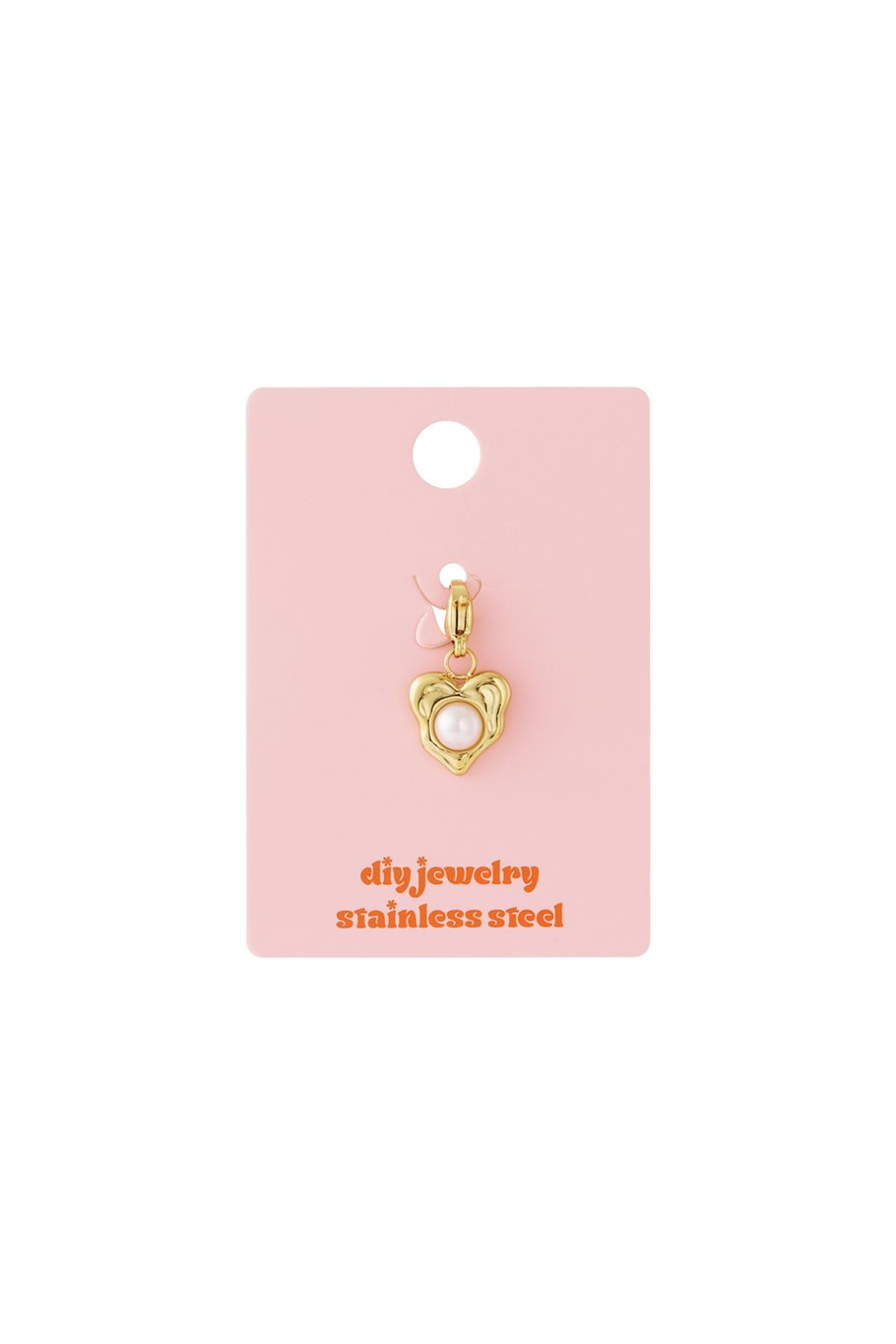 Pearly Heart Charm Gold