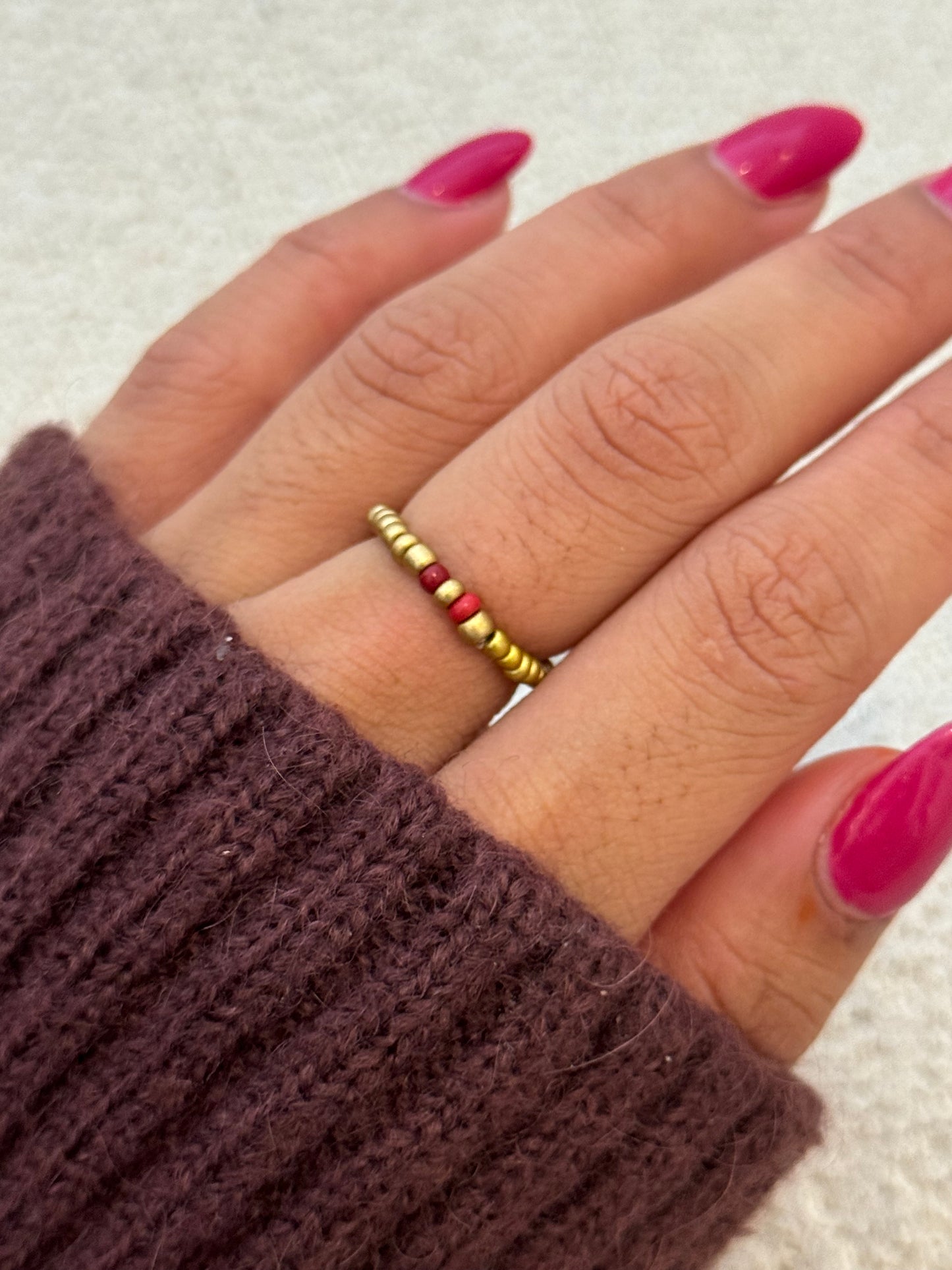 Matte Burgundy Mix Miyuki Ring