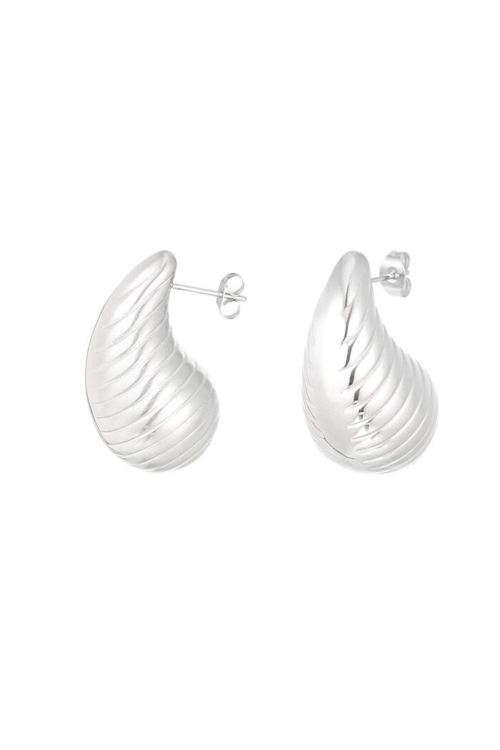 Wavy Drop Earrings Silver
