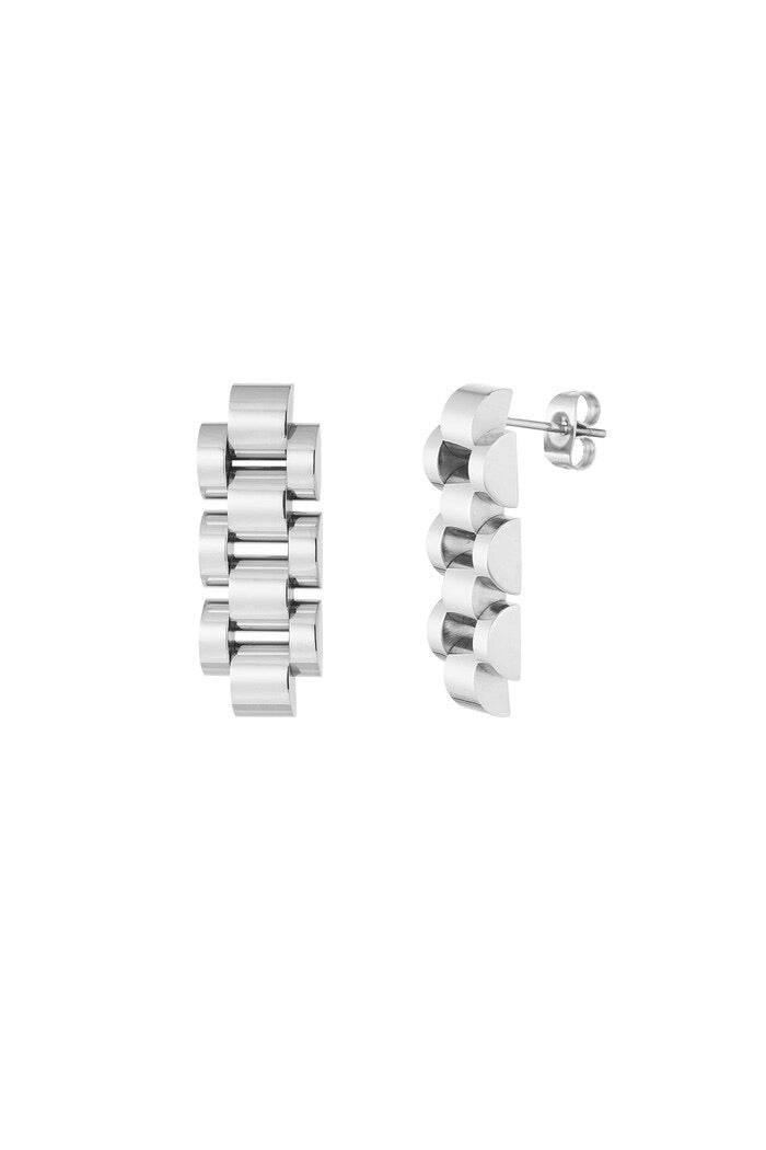 Long Link Earrings Silver
