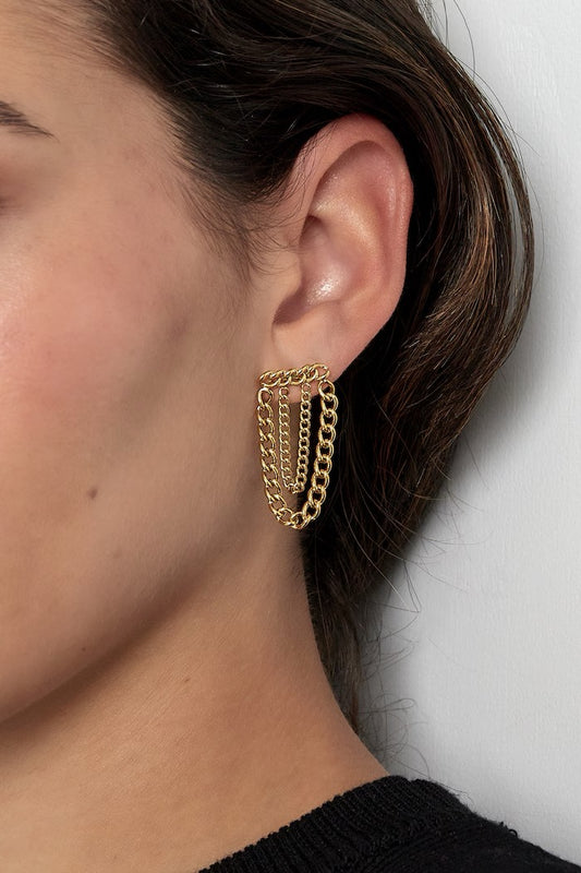 CHAIN ALL THE WAY EARSTUDS SILVER