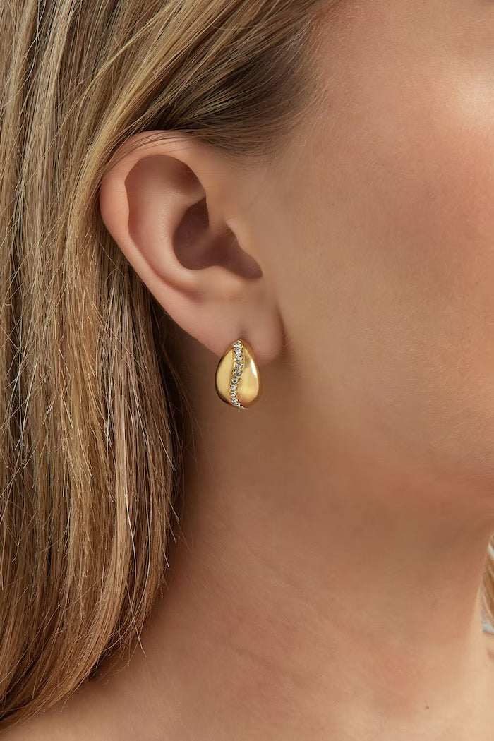 Small Drop Stone Earrings Silver