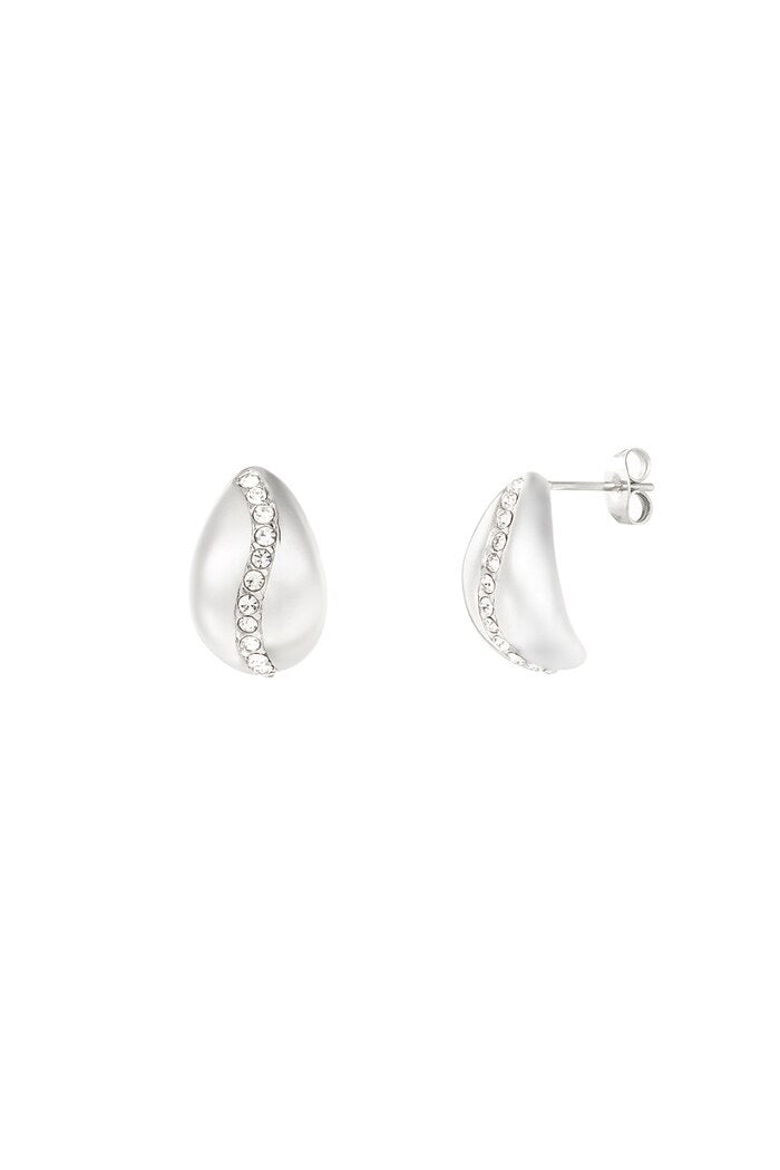 Small Drop Stone Earrings Silver