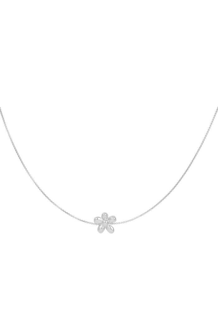 Puffy Flower Necklace Silver