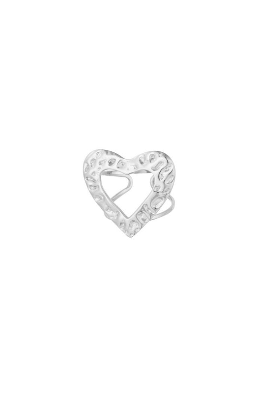 textured love ring silver