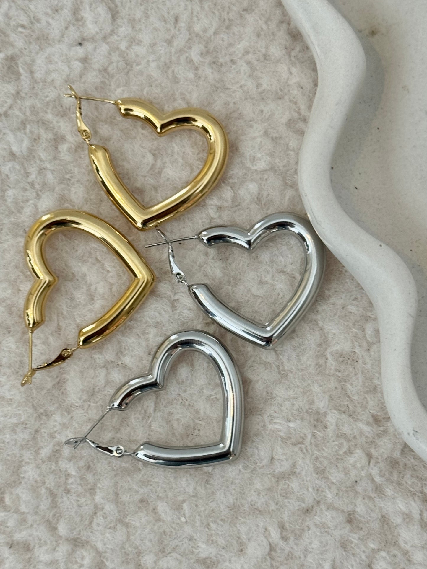 Open Heart Earrings Silver