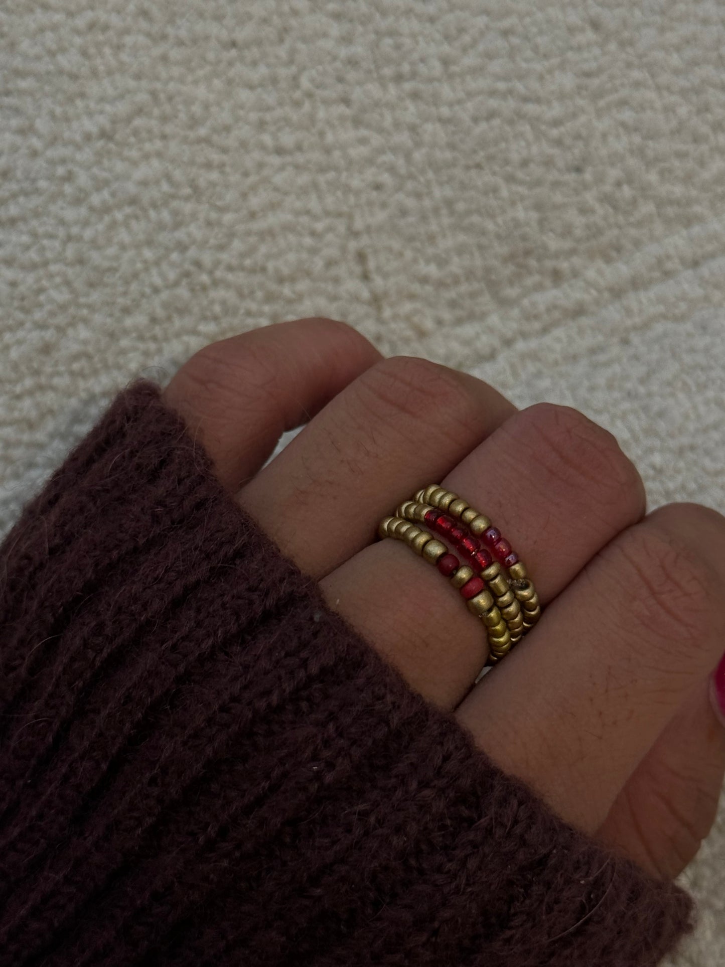 Matte Burgundy Mix Miyuki Ring
