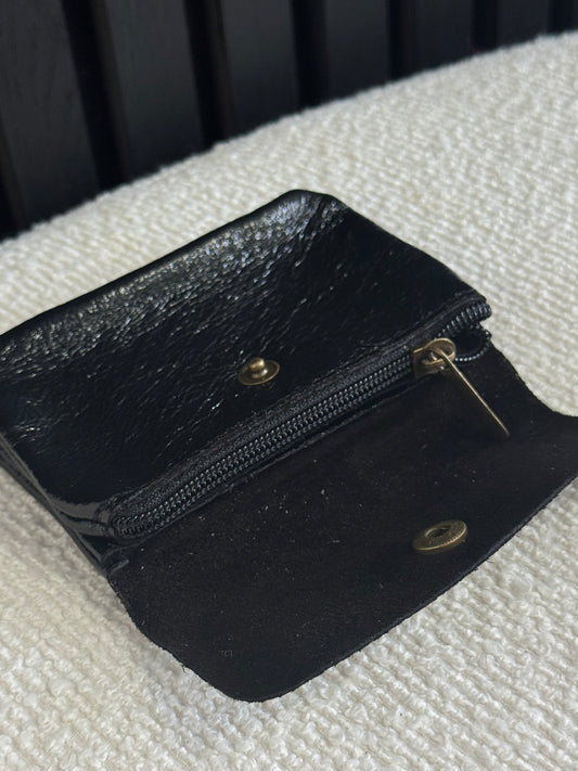shimmery leather wallet | black