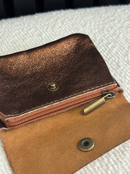 shimmery leather wallet | brown