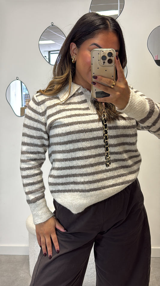 striped polo sweater