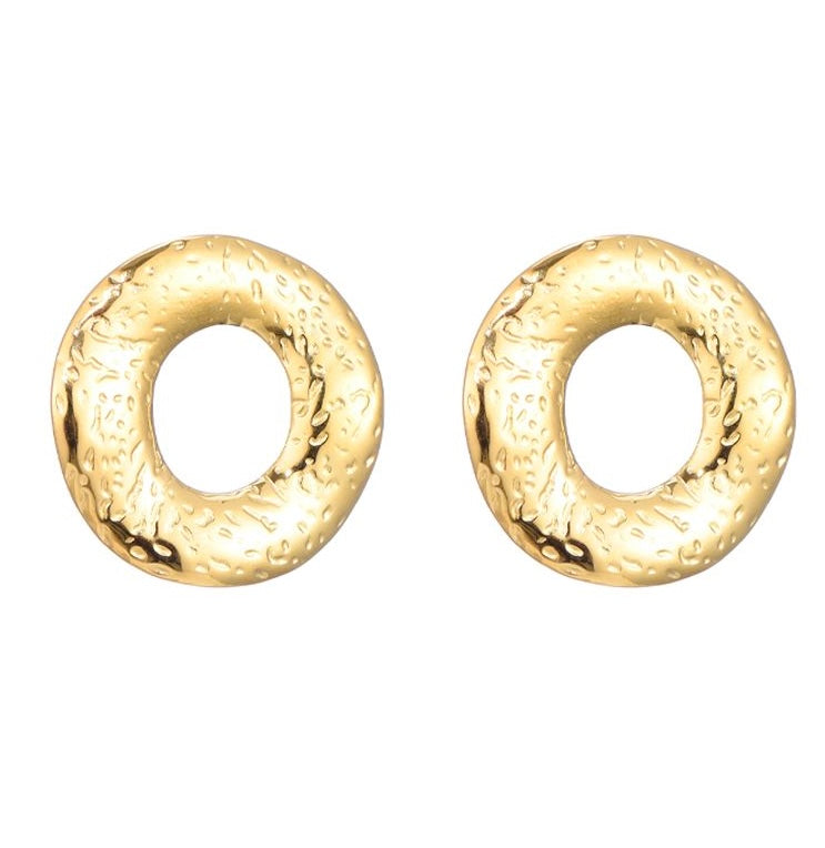 STRUCTURED DONUT EARSTUDS GOLD