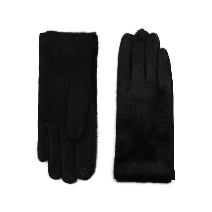 FAUX FUR GLOVES BLACK