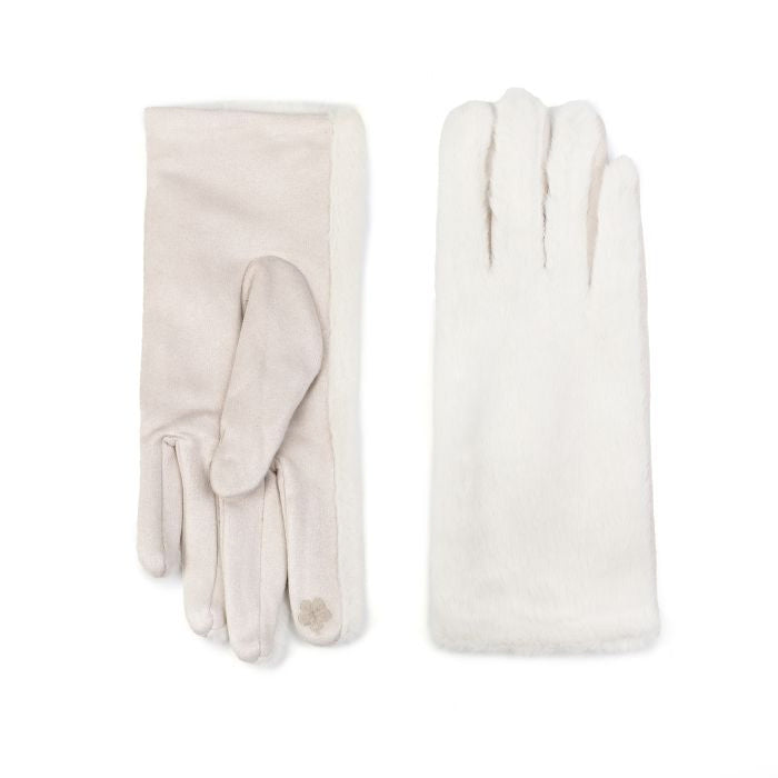 FAUX FUR GLOVES WHITE
