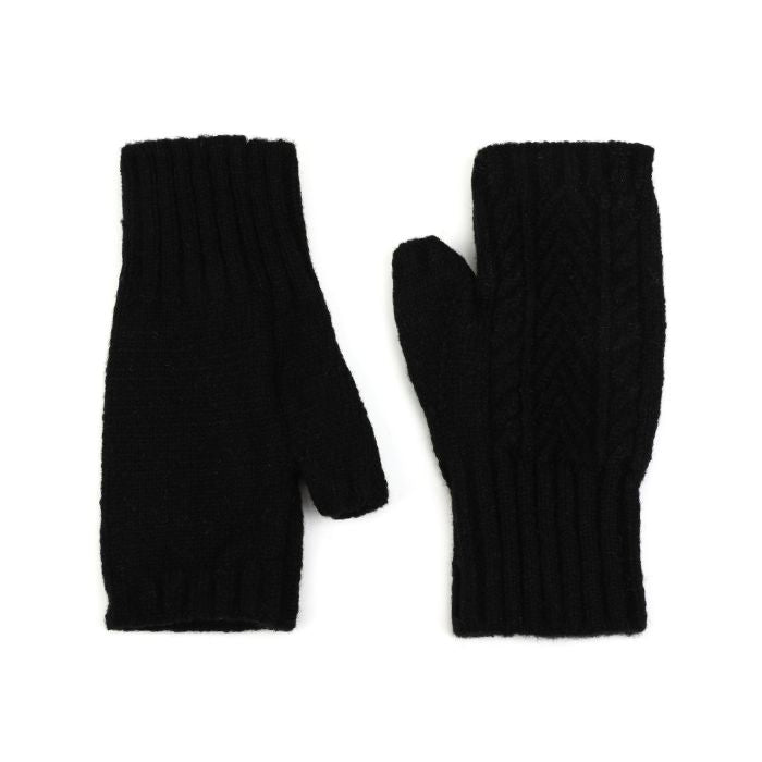 KNITTED OPEN GLOVES BLACK