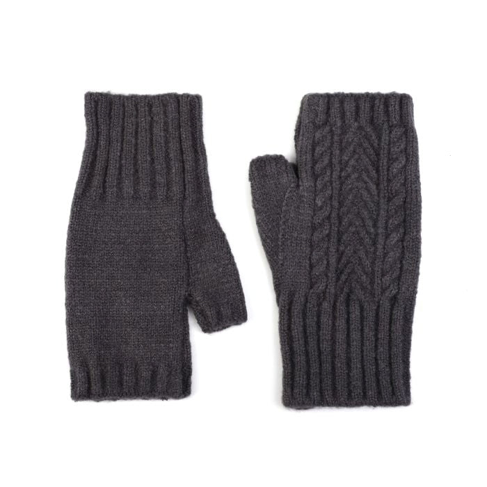 KNITTED OPEN GLOVES DARK GREY