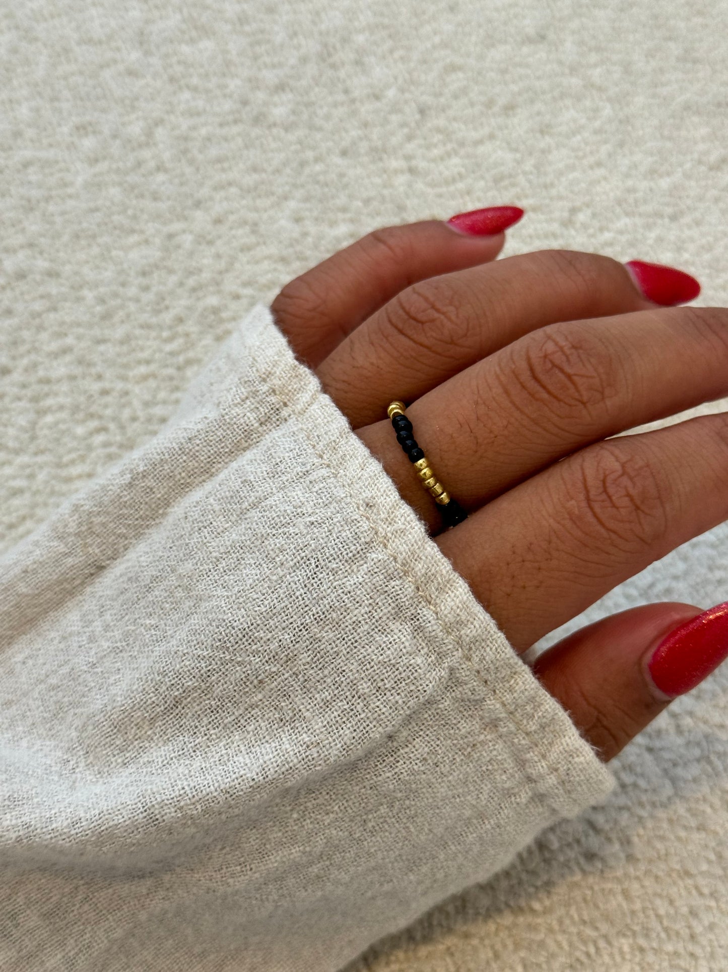 Black & Gold Mix Miyuki Ring