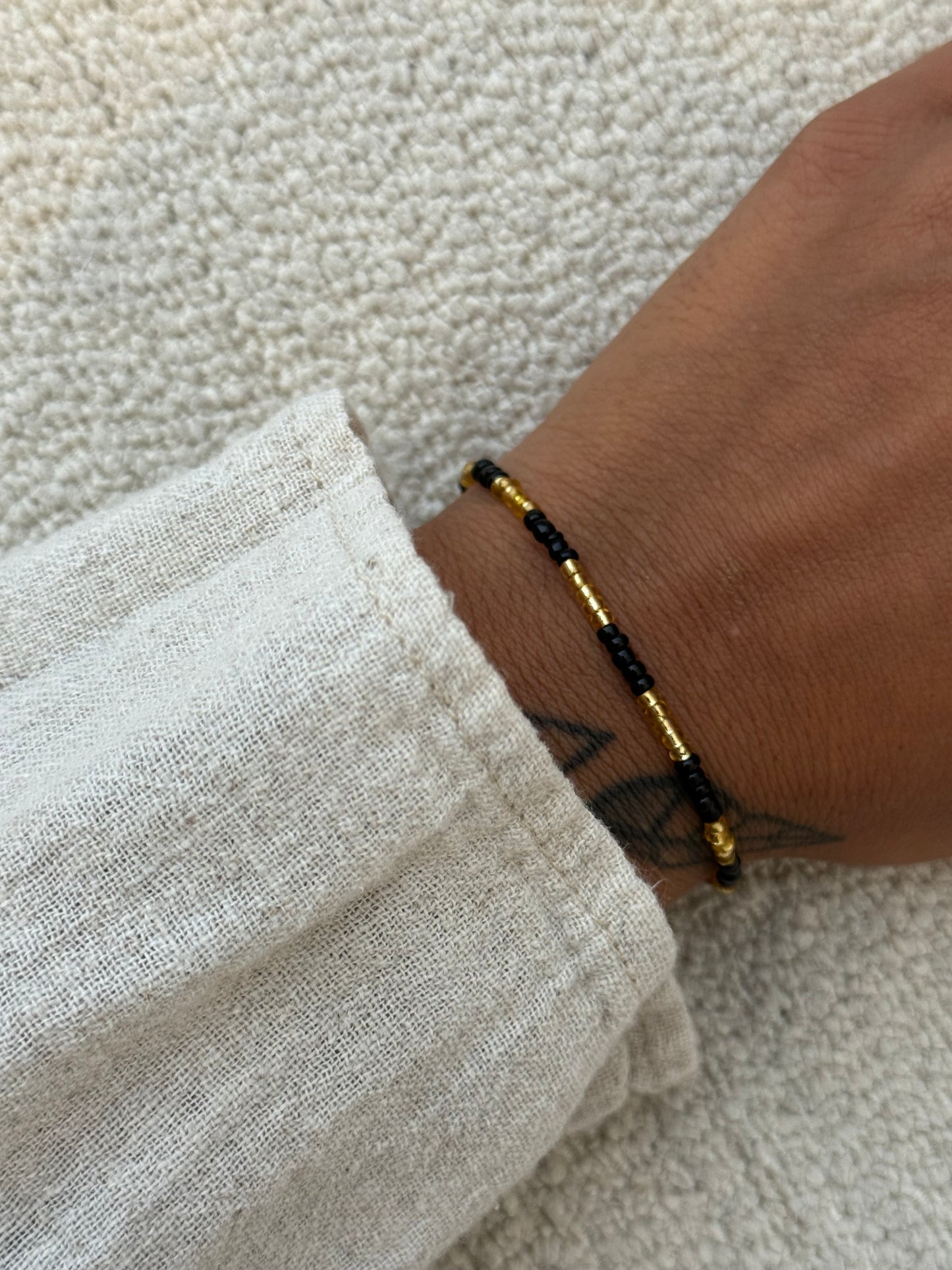 Black & Gold Mix Miyuki Ring