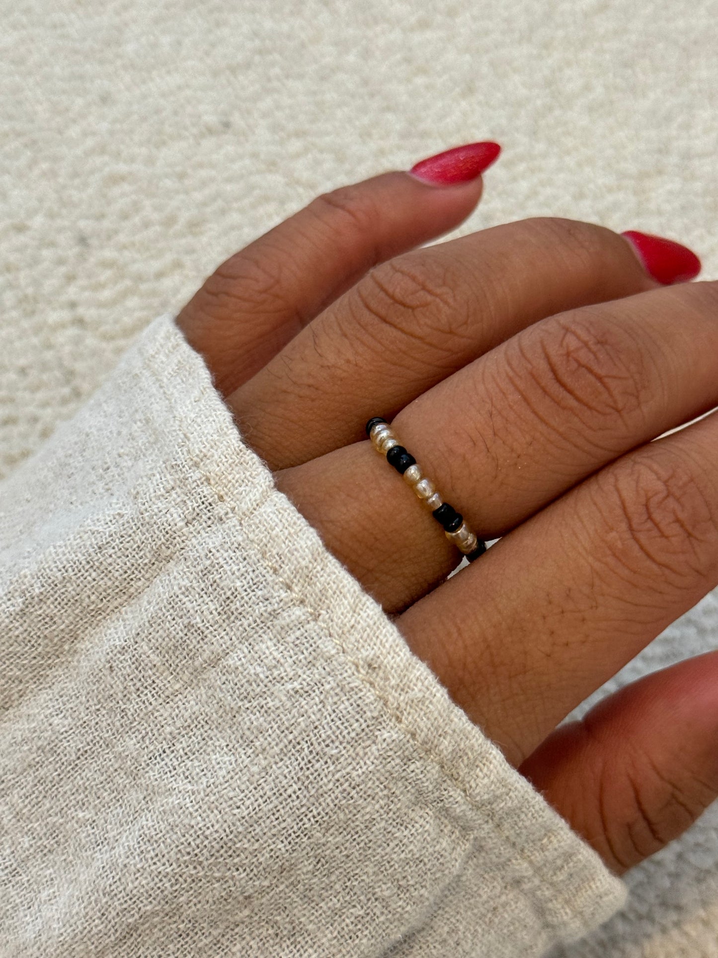 Clear Black Mix Miyuki Ring