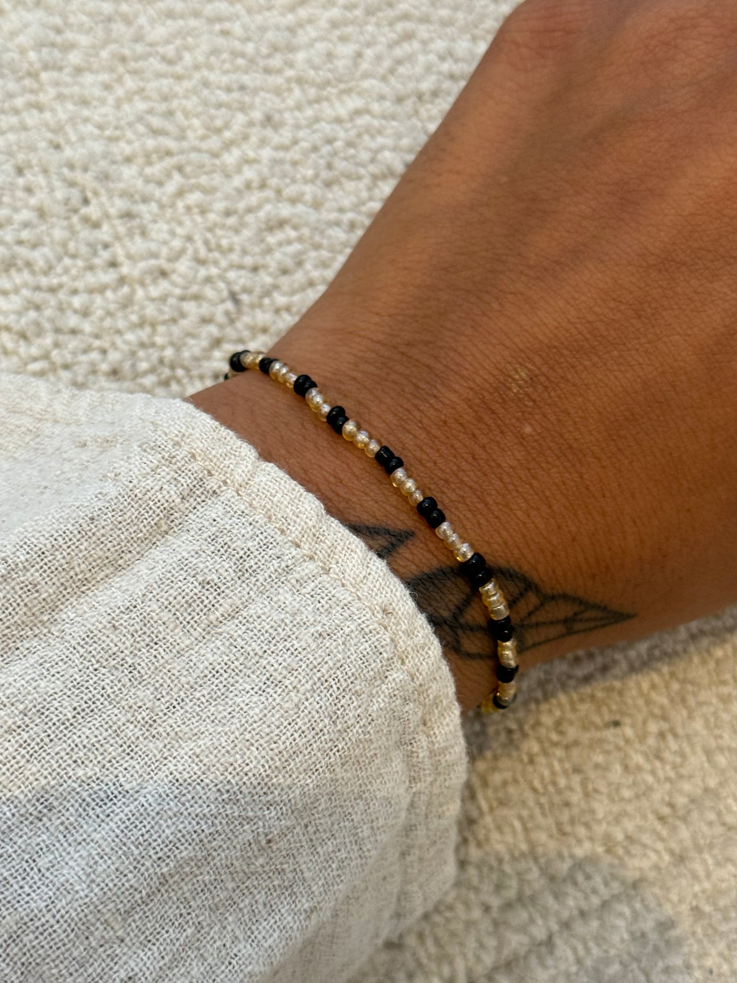 Clear Black Mix Miyuki Ring