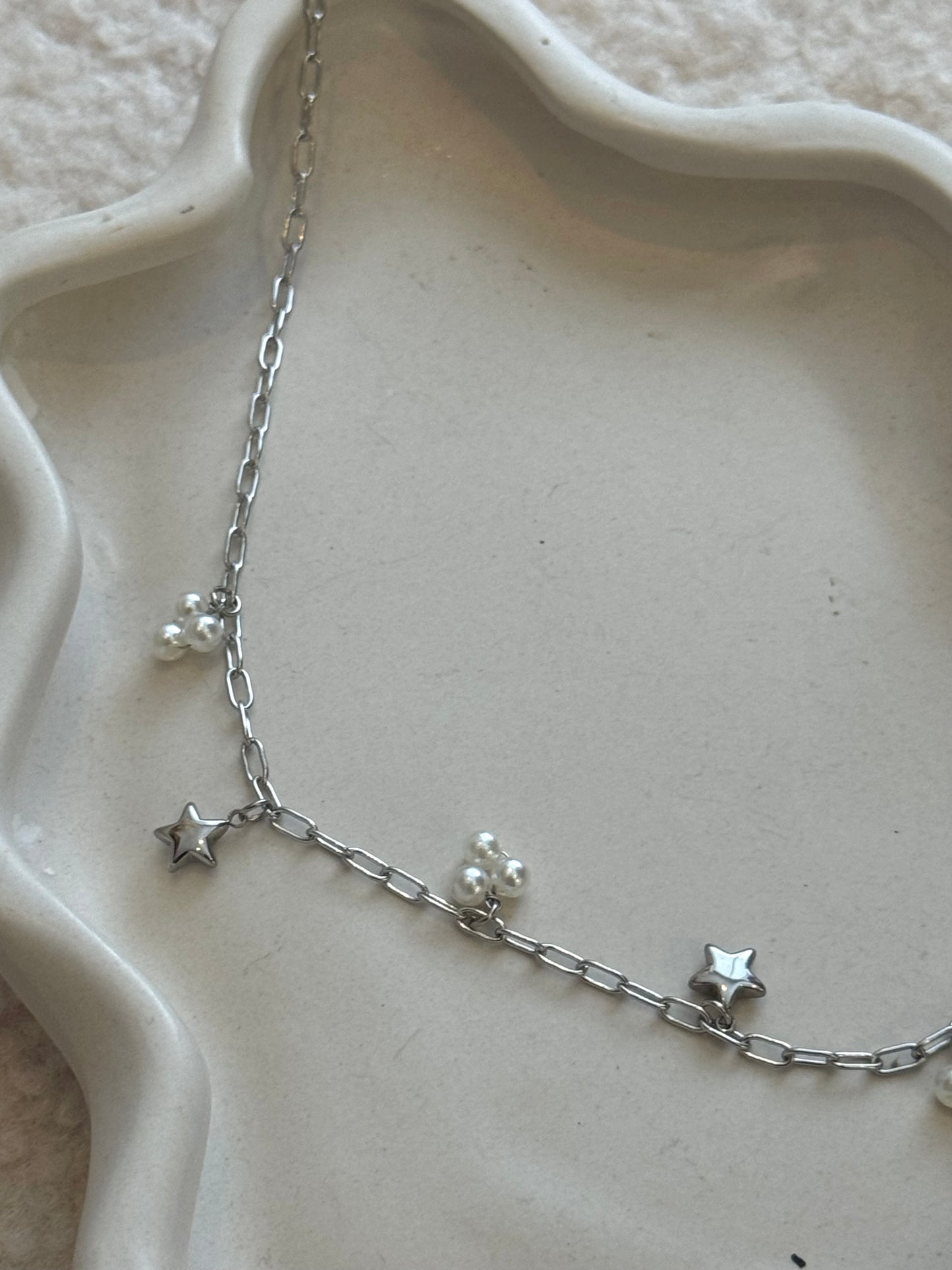 PEARLY STAR NECKLACE SILVER