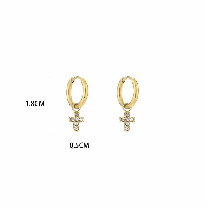 Strassy Cross Hoops Gold