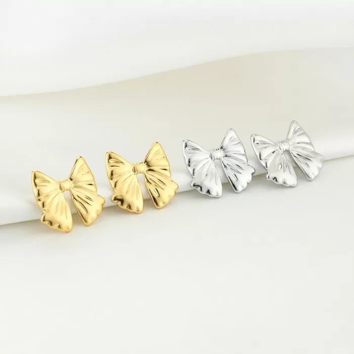 bow earstuds silver