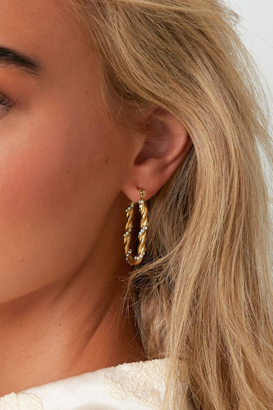 Twisted Sparkle Hoops Silver