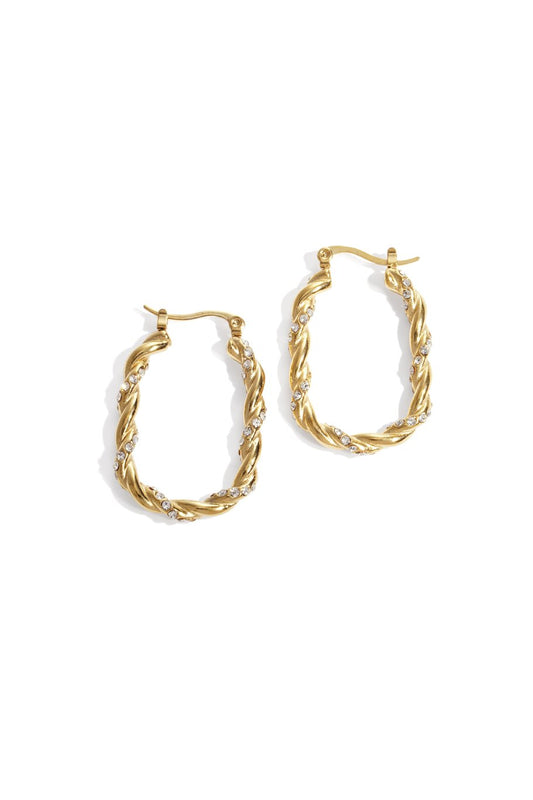 Twisted Sparkle Hoops Gold