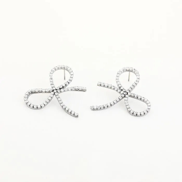 Strassy Bow Earstuds Silver