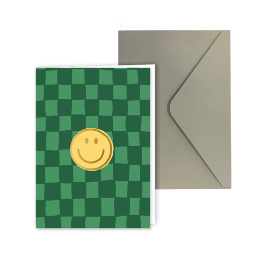 Wenskaart A6 | Grid Smiley Groen