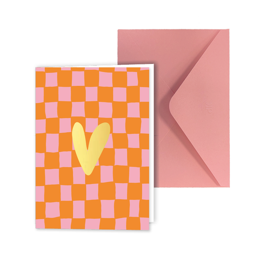 Wenskaart A6 | Grid Hartje Oranje
