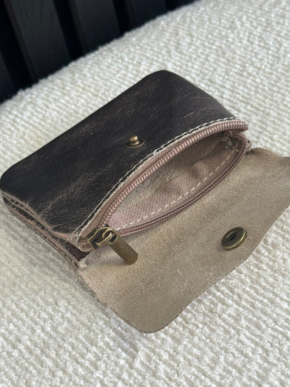 Shimmery Leather Wallet Taupe