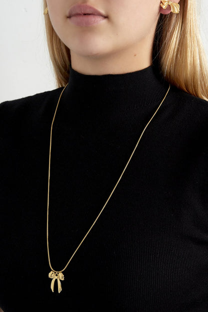 Long Bow Necklace Gold