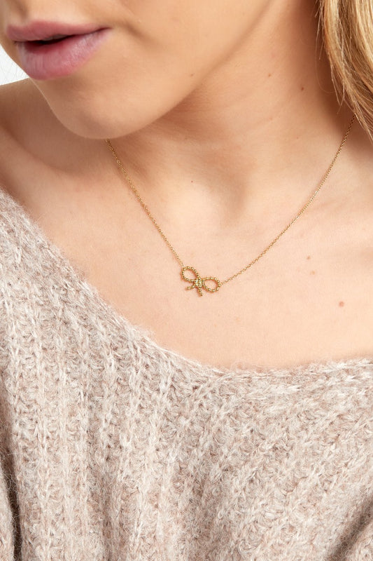 Short Bow Necklace Gold