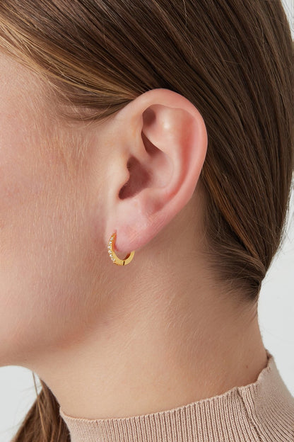 Mini Diamond Hoops Gold