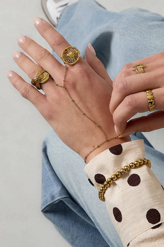 mix ball hand chain gold