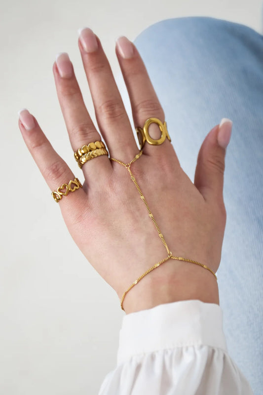 pattern hand chain gold