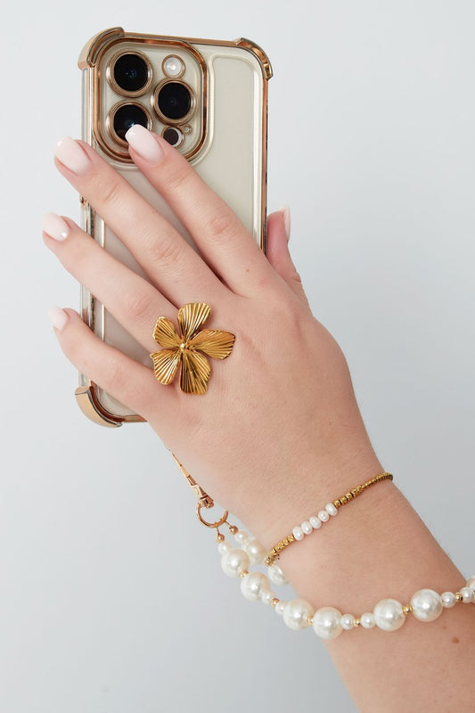 Phone Cord Golden Pearls