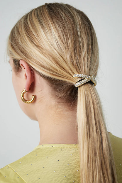 Strassy Cross Hair Tie Gold