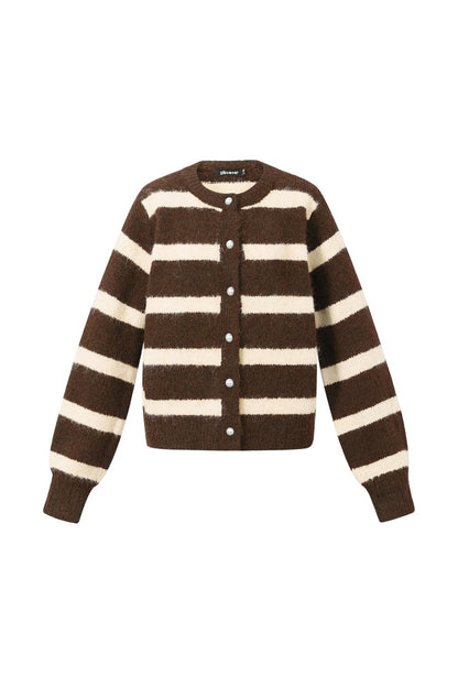 STRIPED CARDIGAN CHOCO