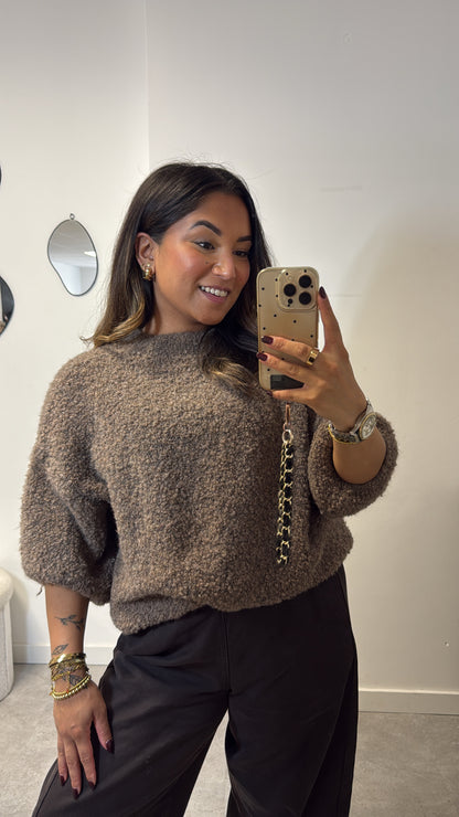 bouclé sweater | brown