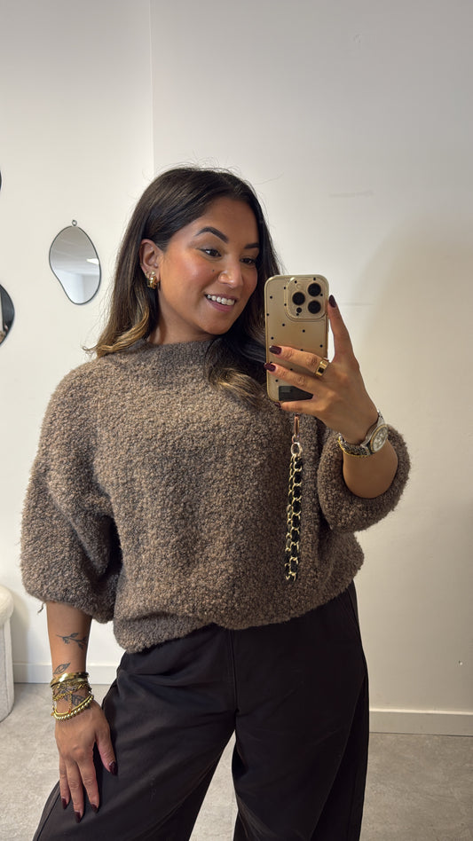 bouclé sweater | brown